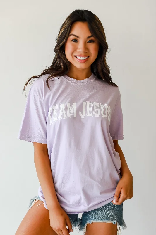 Lavender Team Jesus Tee Mesh Fabric Canvas Fabric Denim Fabric