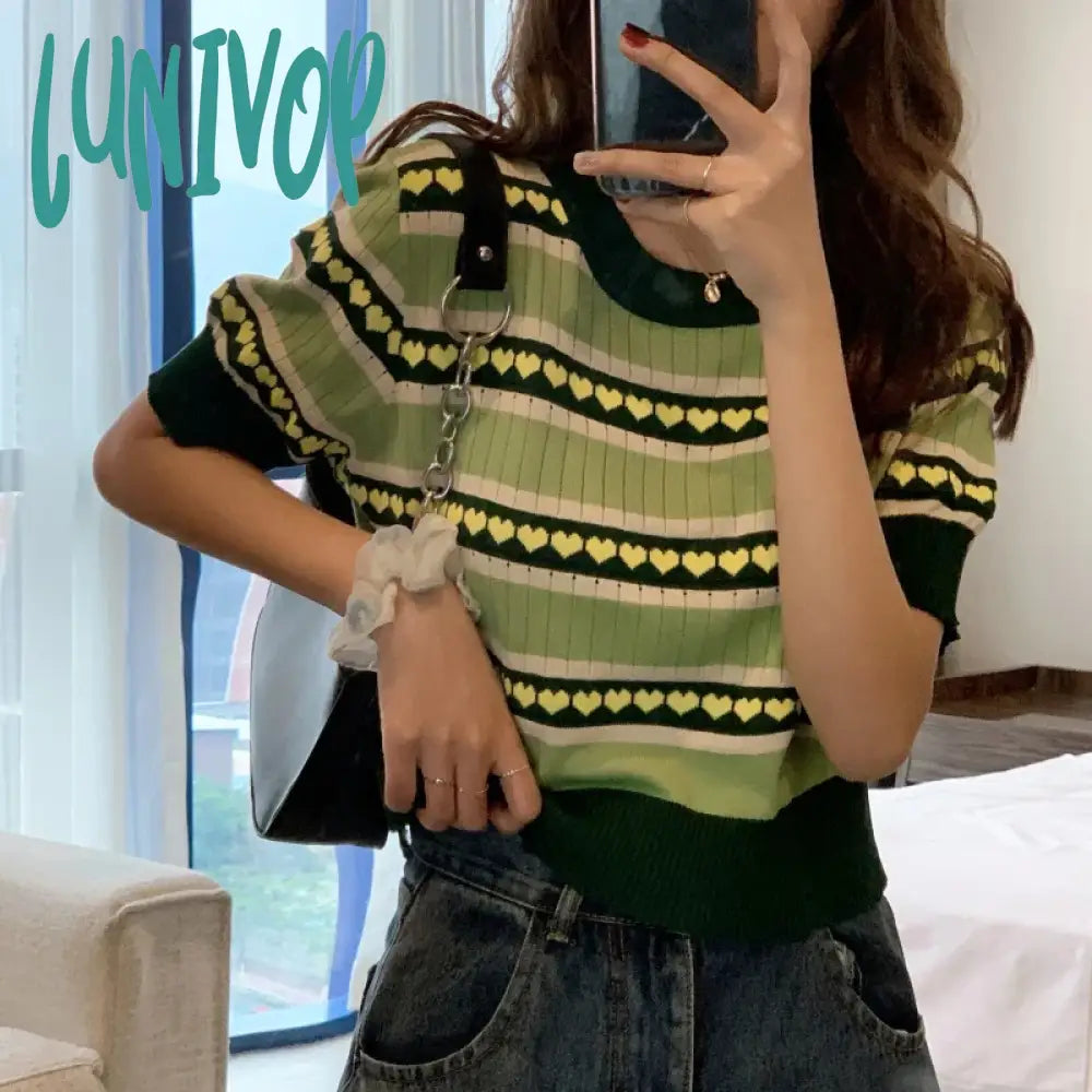 Lunivop Summer New O Neck Knitting Pullover Top Women Short Sleeve Casual Fashion Simple Tees Female Loose All-match T-shirt Rayon Velvet Corduroy