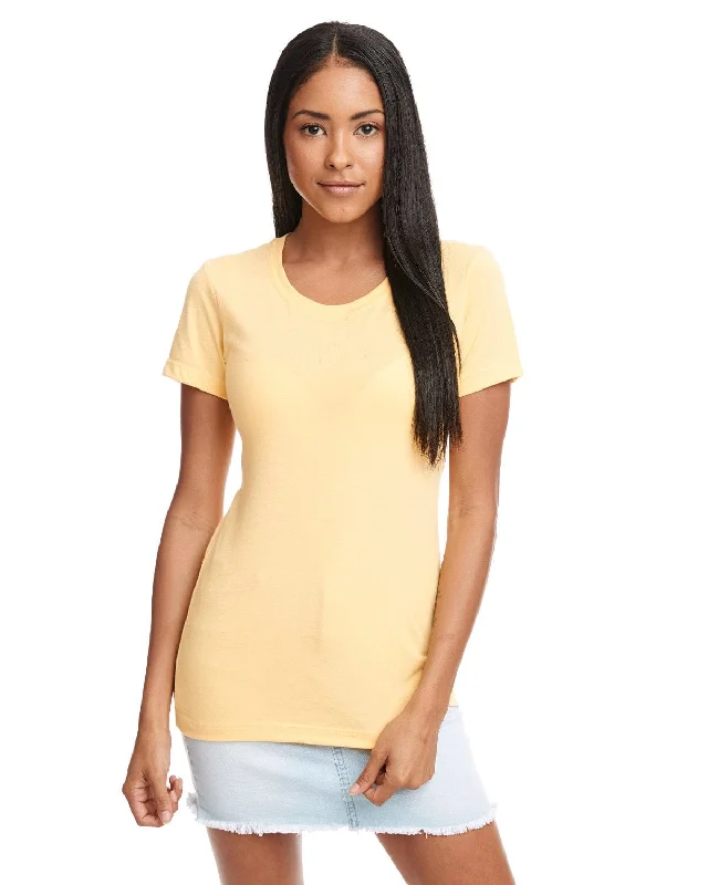 Next Level Ladies Ideal Short Sleeve Crew Tee | Banana Cream Graphic T-Shirt Round Neck Polyester