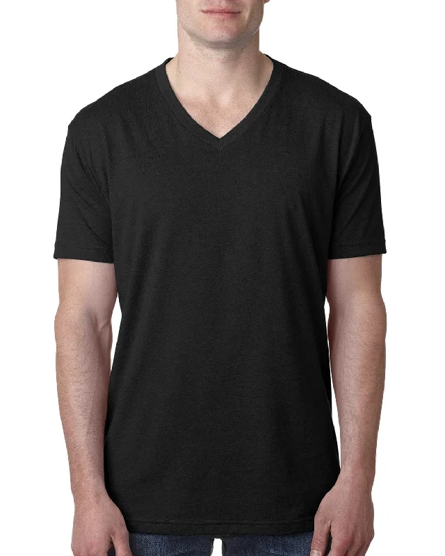 Next Level Mens Premium CVC V-Neck Tee | Black Chenille Blend Fleece Blend Nylon Blend