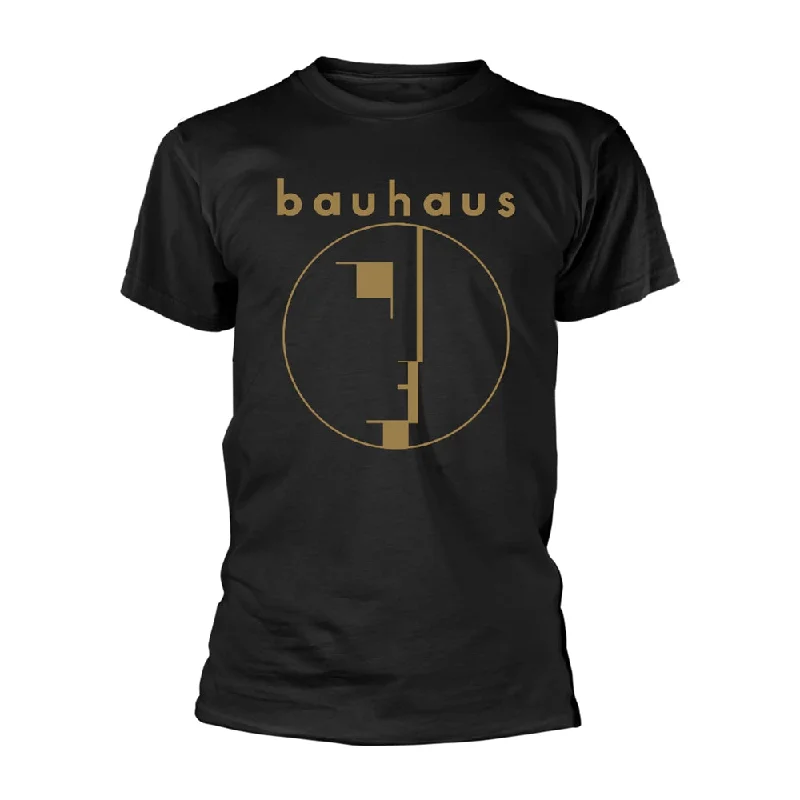 Bauhaus Unisex T-shirt: Spirit Logo Gold V-Neck T-Shirt Long Sleeve Cotton