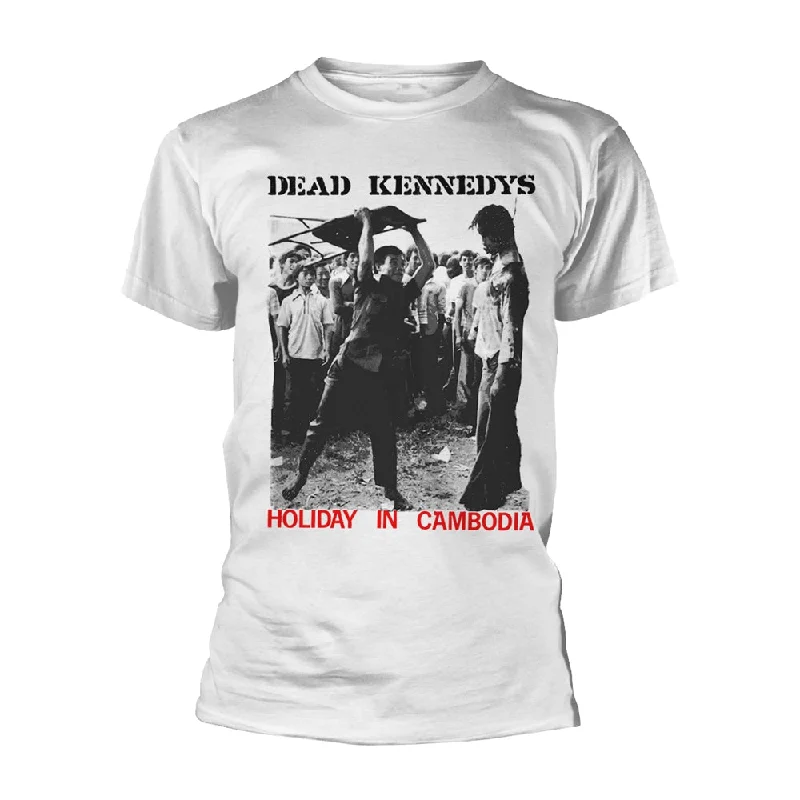 Dead Kennedys Unisex T-shirt: Holiday In Cambodia (White) Polka Dot Checkered Tartan