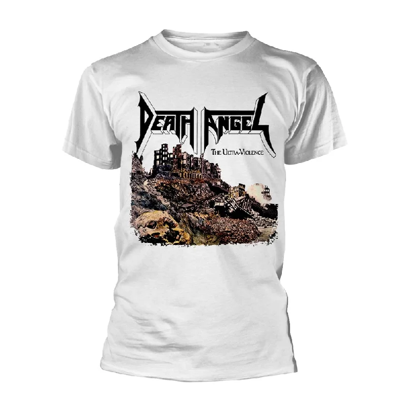 Death Angel Unisex T-shirt: The Ultra-Violence (White) Plaid T-Shirt Polka Dot Checkered