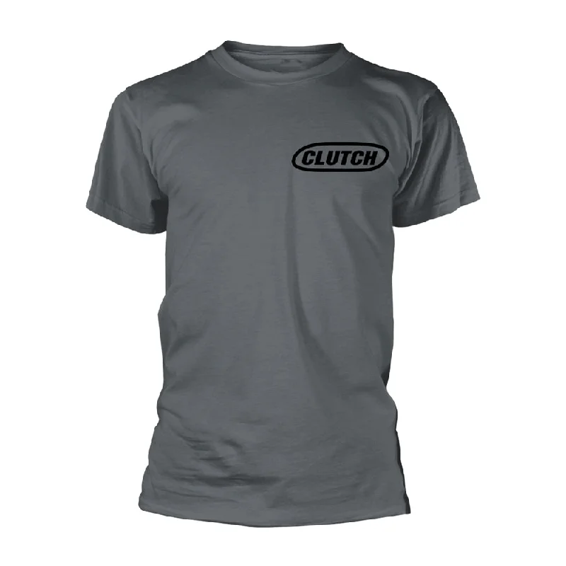 Clutch Unisex T-shirt: Classic Logo (Black/Grey) Zippered Buttoned Snapped