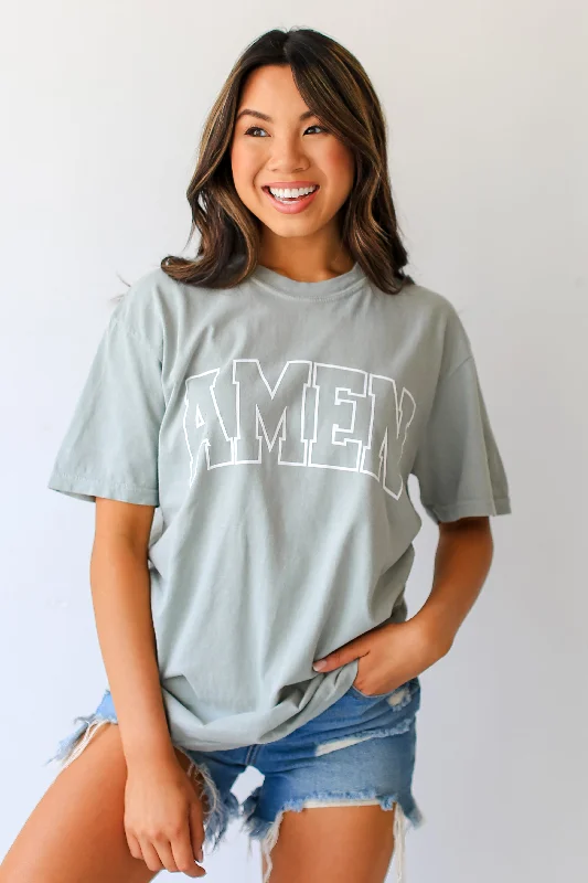 Sage Amen Tee Hooded Caped Shawl Collar