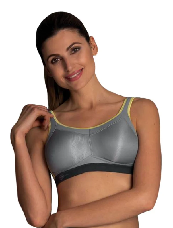 Anita Active Momentum Wire Free Sports Bra, Iconic Grey Lightweight Cotton Bra