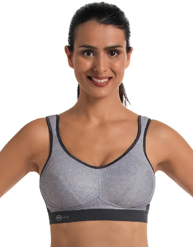 Anita Maximum Support and Extreme Control wirefree Sports Bra, Heather Grey Sporty Wireless Bra