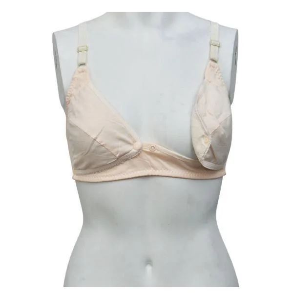 Buttoned Cups Non Padded Nursing Bra Supportive Wireless Bra