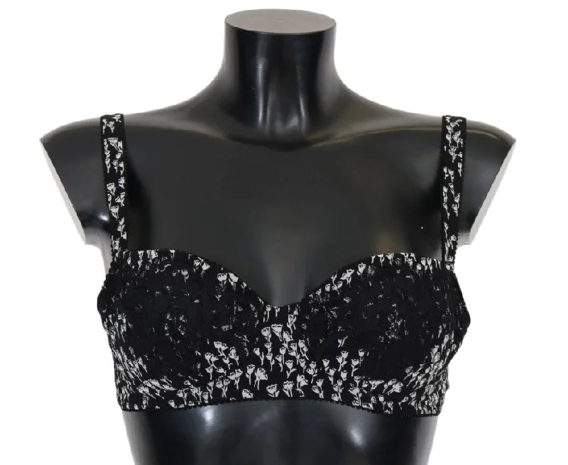 Elegant Black Floral Lace Silk Bra Ultra-Light Bra