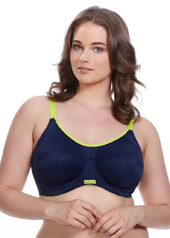 Elomi Energise Underwire Sports Bra With J Hook, Navy Casual Bralette Set