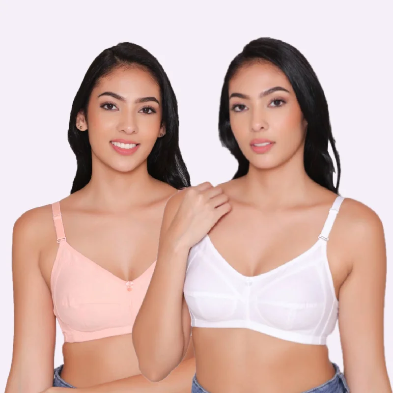 Women's Non Padded Non Wired Full Coverage Bra with No Spillage (Pack of 2)-ELSA Soft Lace Bralette