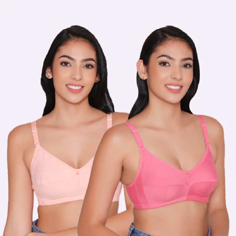 Women's Non Padded Non Wired Full Coverage Bra with No Spillage (Pack of 2)-ELSA Light Seamless Bra