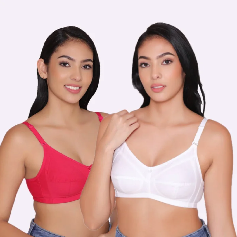 Women's Non Padded Non Wired Full Coverage Bra with No Spillage (Pack of 2)-ELSA Cozy Sleep Bra