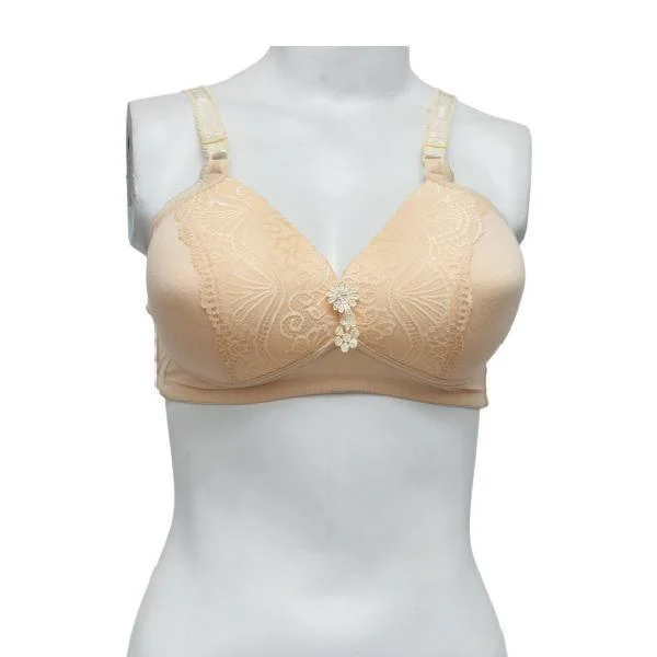 Lace Finished Plus Size Bra Supportive Wireless Bra