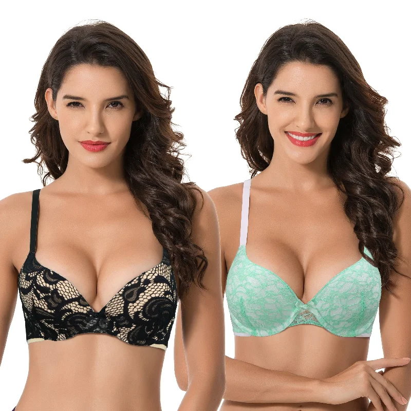 Women's Plus Size Perfect Shape Add 1 Cup Push Up Underwire Lace Bras Soft Strapless Bra