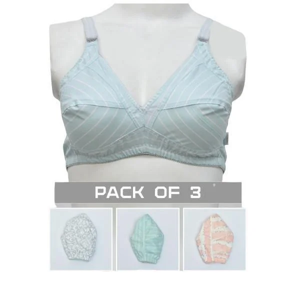 Pack Of 3 Soft Cotton Everyday Bras Minimalist Wireless Bra