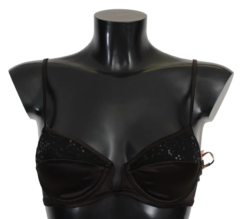 Sequined Brown Balconette Bra Smooth Fit Bra