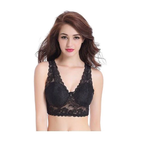 Sexy Women Seamless Lace Bra Full Cup Padded Bra Wirefree Lace Bra Sleek Sports Bra