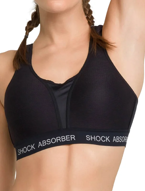 Shock Absorber Ultimate Run Padded Sports Bra, Black | High Impact Shock Absorber Sports Bra Black Comfort Fit Bralette