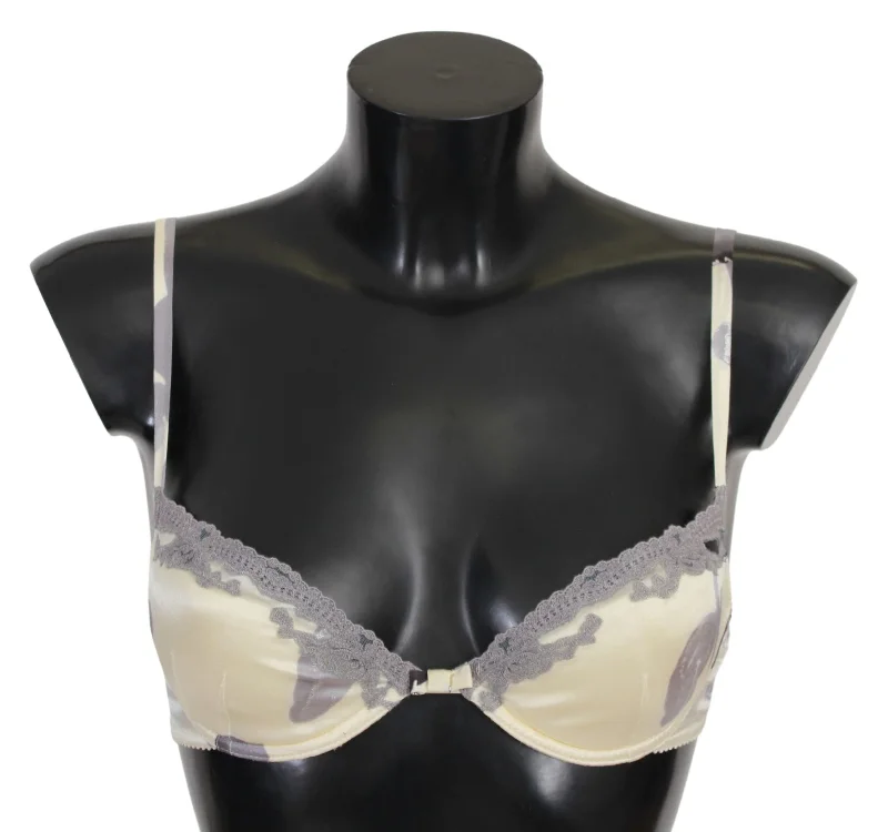 Silk Blend Push-up Bra In Beige And Gray Chic Lace Bra