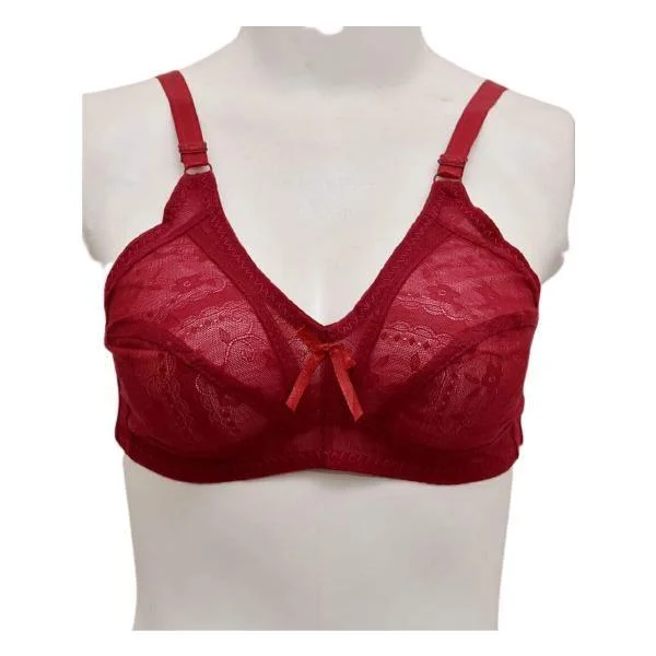 Soft Net Non-Padded Bra-Maroon Smooth Fit Bra