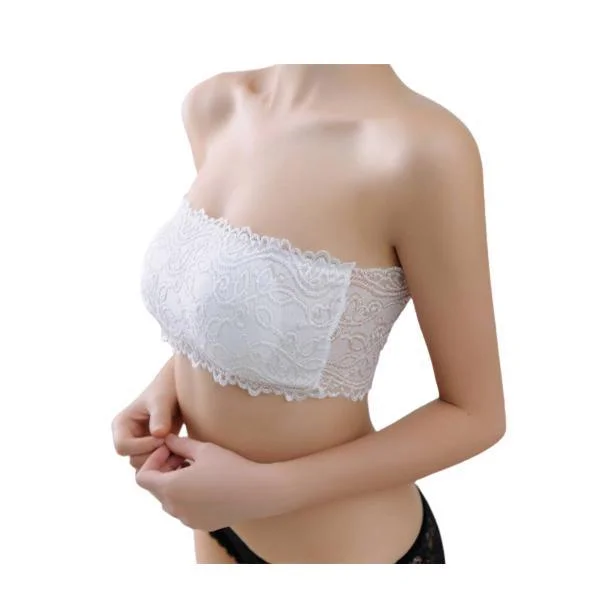 Strapless Tube Top Lace Bra High Support Sports Bra