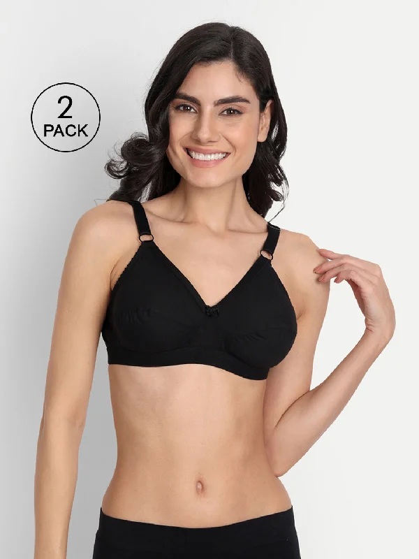 T.T. Women Desire Pack Of 2 All Day Comfort Black Bra Sleek Sports Bra