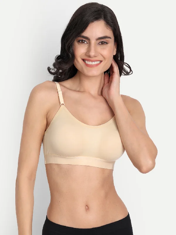 T.T. Women Moulded Solid Skin Coloured Sports Bra Simple Wireless Bra