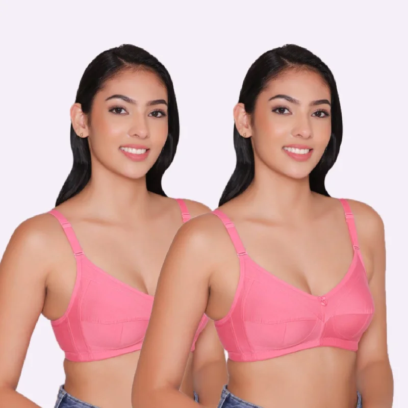 Women's Non Padded Non Wired Full Coverage Bra with No Spillage (Pack of 2)-ELSA Wireless Push-Up Bra