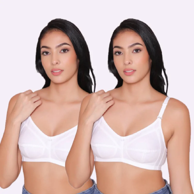 Women's Non Padded Non Wired Full Coverage Bra with No Spillage (Pack of 2)-ELSA Lacy Underwire Bra