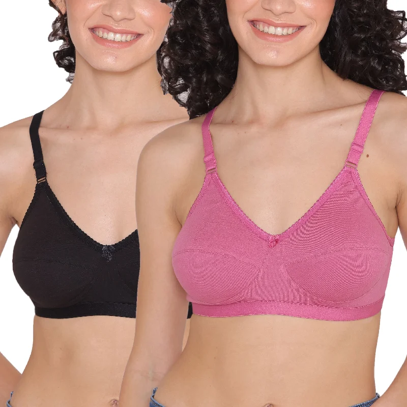 Women's Non Padded Non-Wired Regular Bra-RIO Combo of 2 Trendy Lace Bra