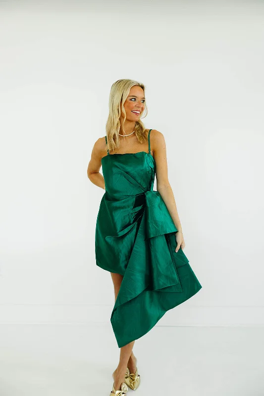 Diana Mini Dress - Hunter Green Chic Pleated Mini Dress