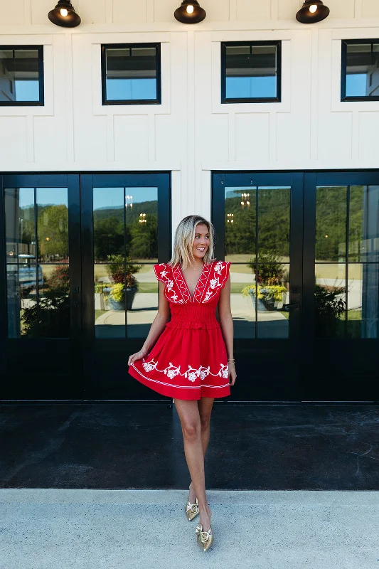 Endless Fun Mini Dress - Cherry Red Trendy Tie-Dye Mini Dress