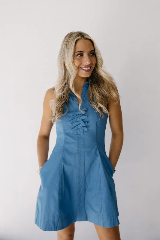 Etsie Mini Dress - Denim Chic Mini Dress with V-Neck