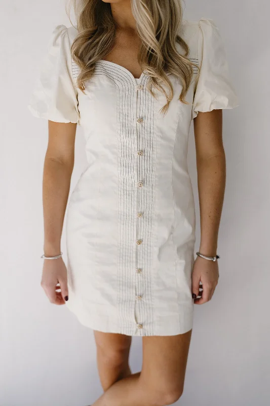 Harper Mini Dress - Cream Casual Button-Up Mini Dress