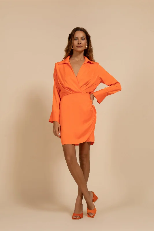 Kasia Aroma Mini Dress - Orange Stylish Floral Print Mini Dress