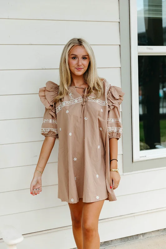 Keegan Mini Dress - Latte Classic Casual Mini Dress