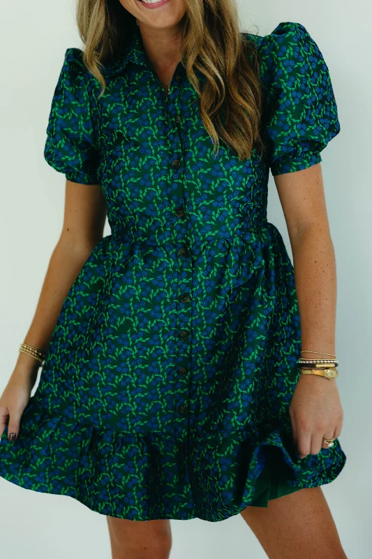 Kenzie Mini Dress - Green/Blue Cozy Jersey Mini Dress