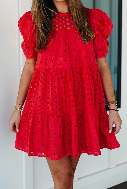 Lighthearted Mini Dress - Candy Apple Elegant Lace-Up Mini Dress