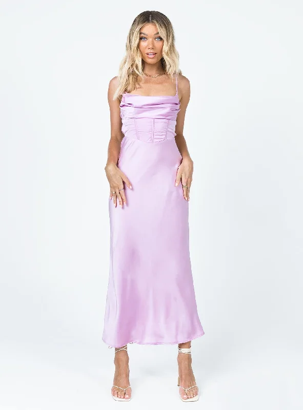 Lillie Midi Dress Purple Chic Off-Shoulder Midi Dress