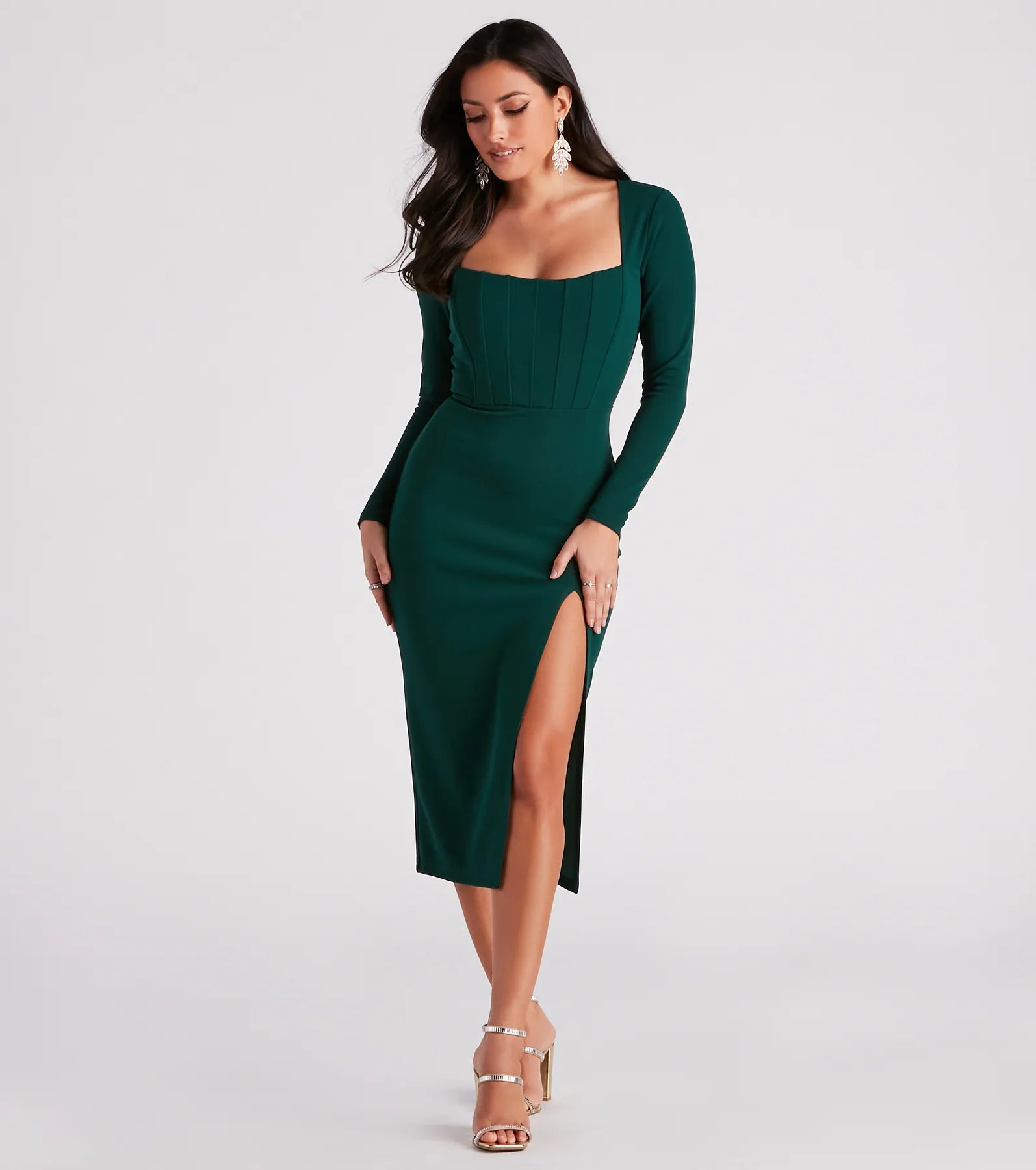 Murphy Long Sleeve Corset Midi Dress Comfortable Sleeveless Midi Dress