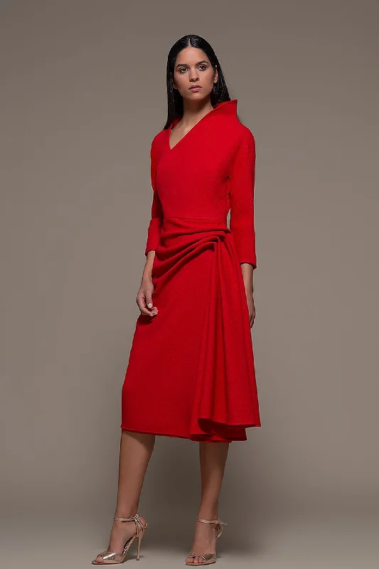 Pleated Waistline midi Dress Comfortable Casual Midi Dress