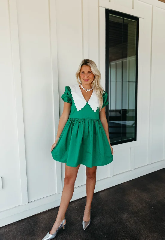 Scout Mini Dress - Kelly Green Elegant Off-Shoulder Dress Mini