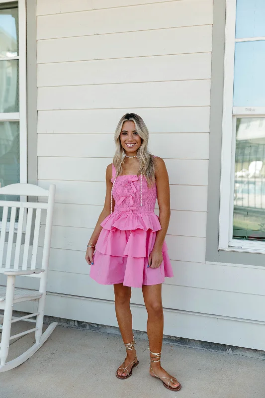 Sure Of It Mini Dress - Pink Comfortable Fit-and-Flare Mini Dress