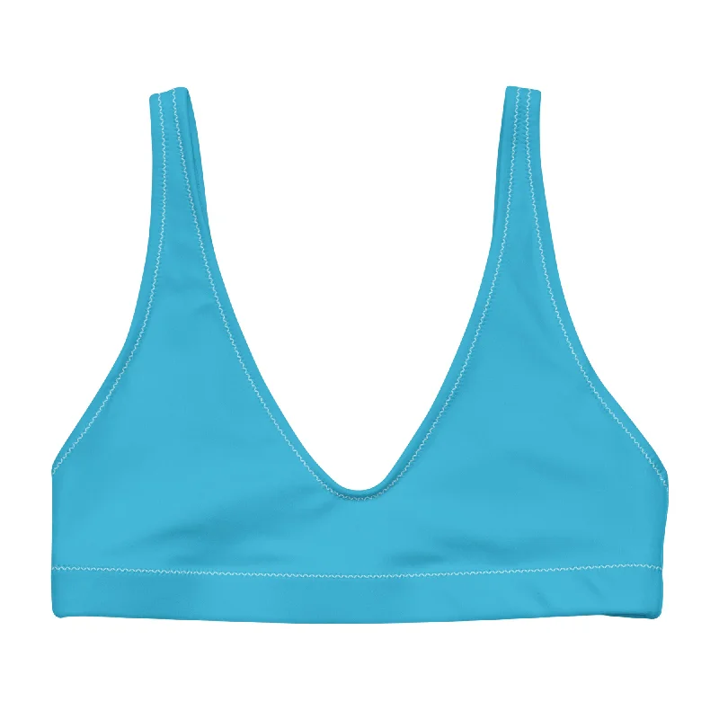 Aqua Blue Halter Swimsuit Top Mesh Swimsuit Top