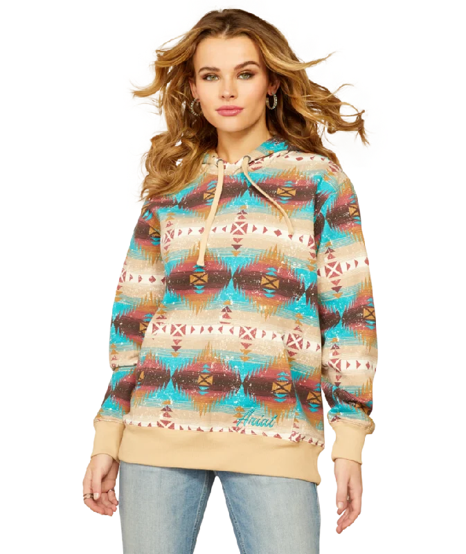 Ariat Women's Serrano Southwest Print Lunas Hoodie Hoodie with Button Placket Classic Preppy