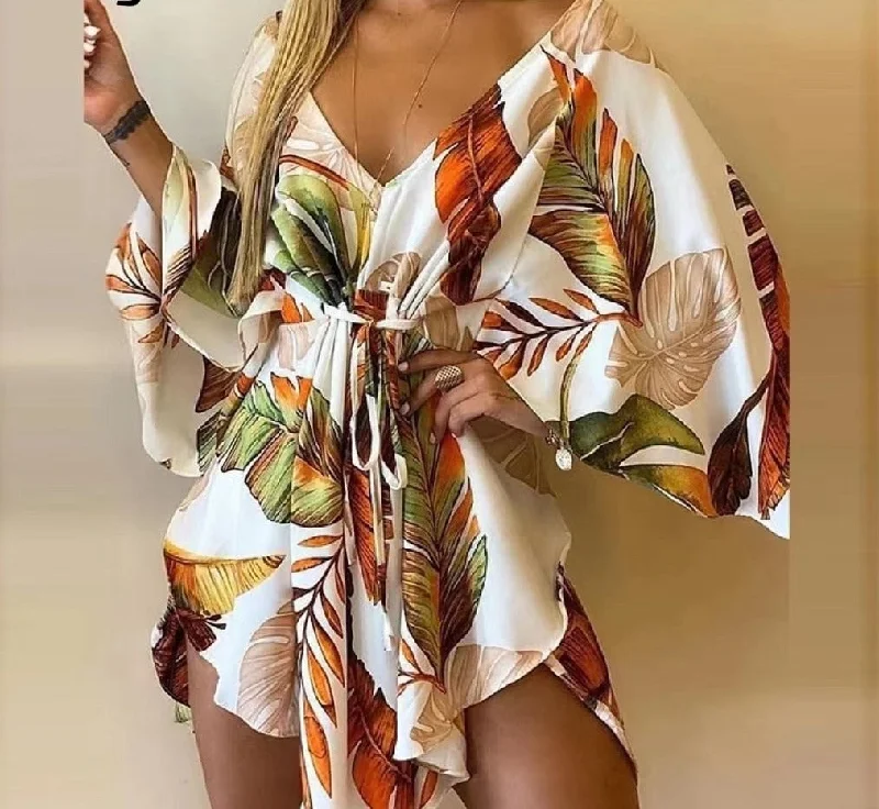 Floral Flirt Swimsuit Coverup Dress Strappy Back Bikini