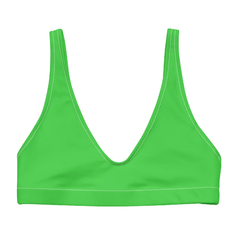 Lime Green Halter Swimsuit Top Strappy Back Bikini