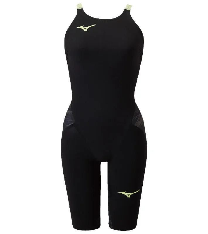 Mizuno Women's GX-Sonic V Sprinter Tech Suit Swimsuit Black/Grey Tropical Print One-Piece