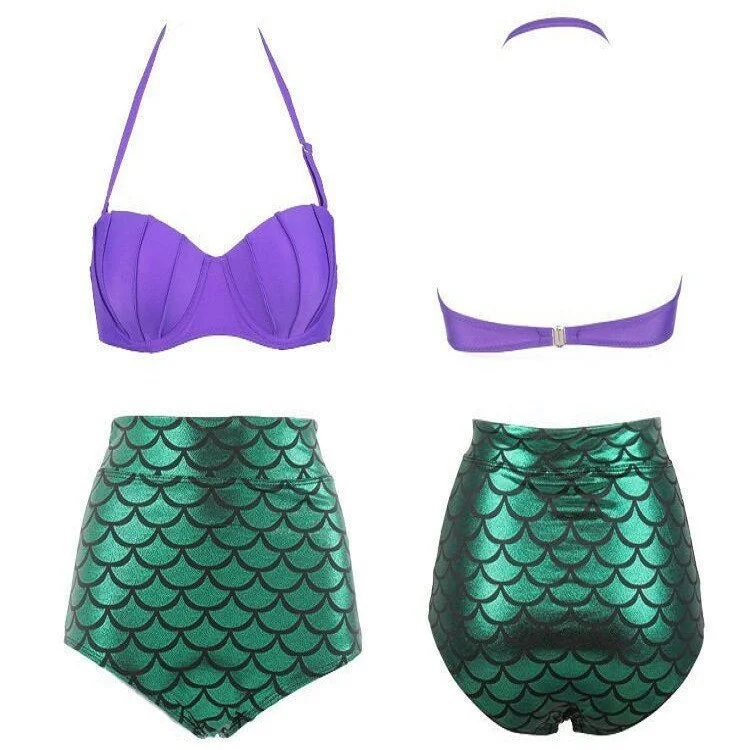 Sexy Mermaid Design High Waist Women Two Pieces Swimsuits Plus-Size Bikini Set